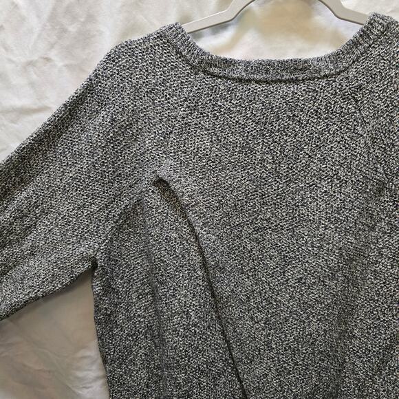 Madewell black white speckled heathered crossover back crewneck sweater XL - Picture 9 of 12